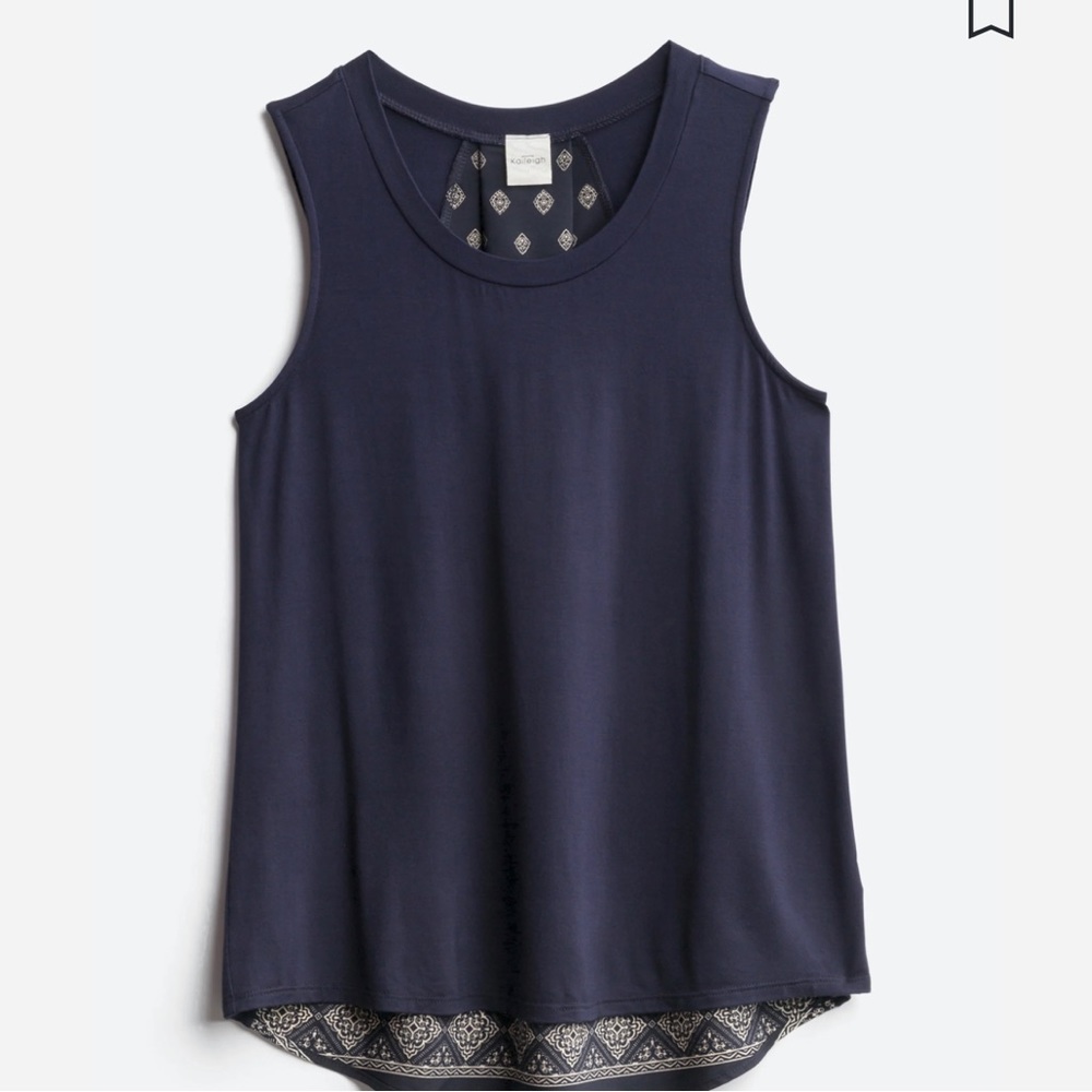 StitchFix LE LIS Deria Woven Back Knit Top Size Large